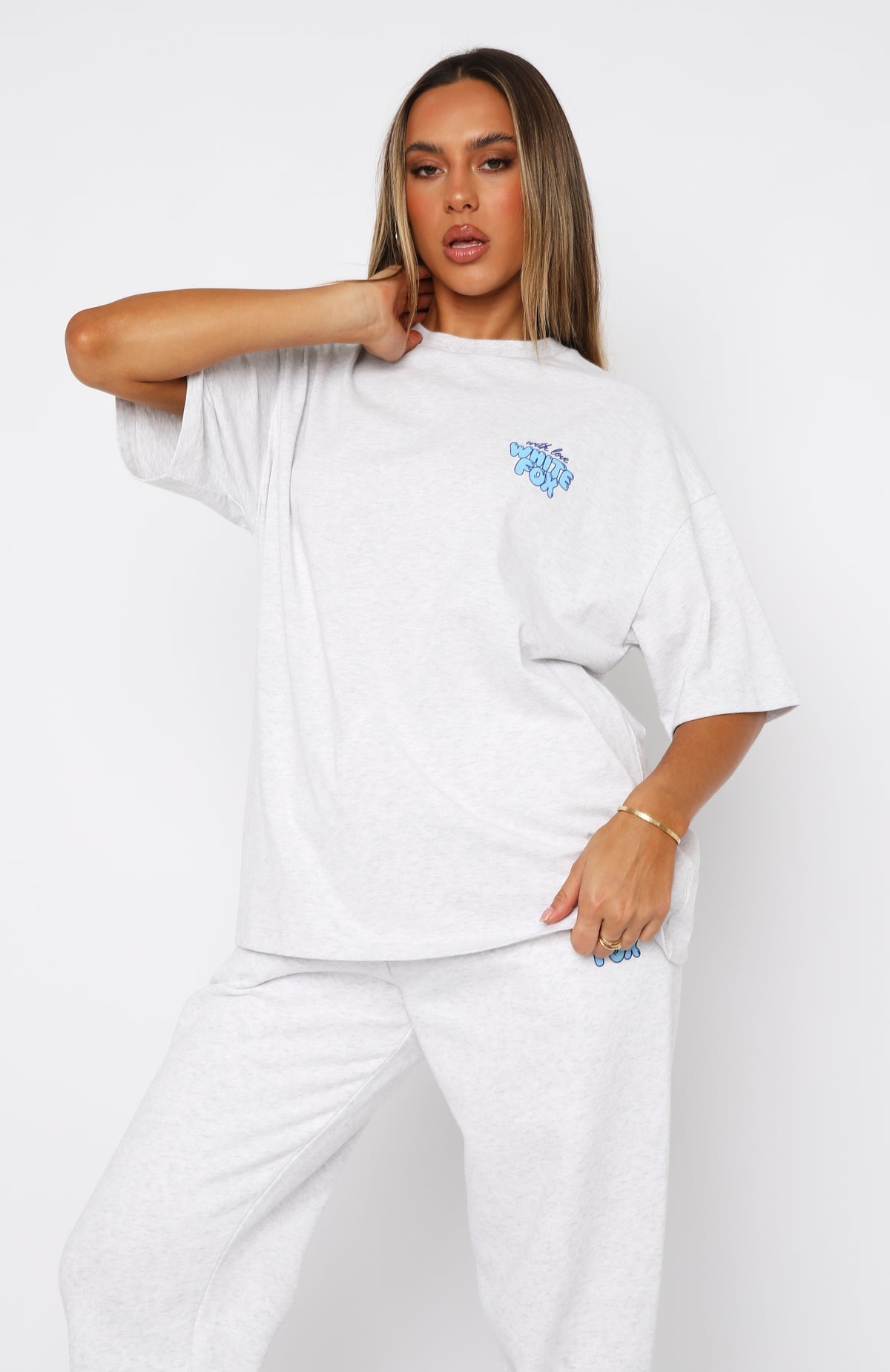 Trending With Love Always Oversized Tee Grey Marle