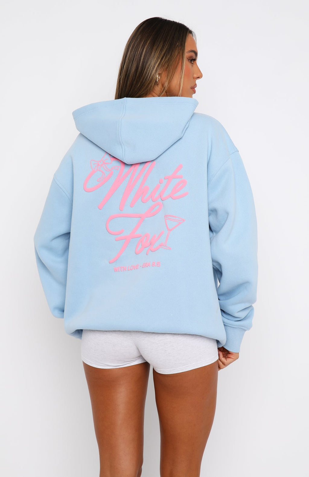 Trending With Love & Kisses Oversized Hoodie Baby Blue