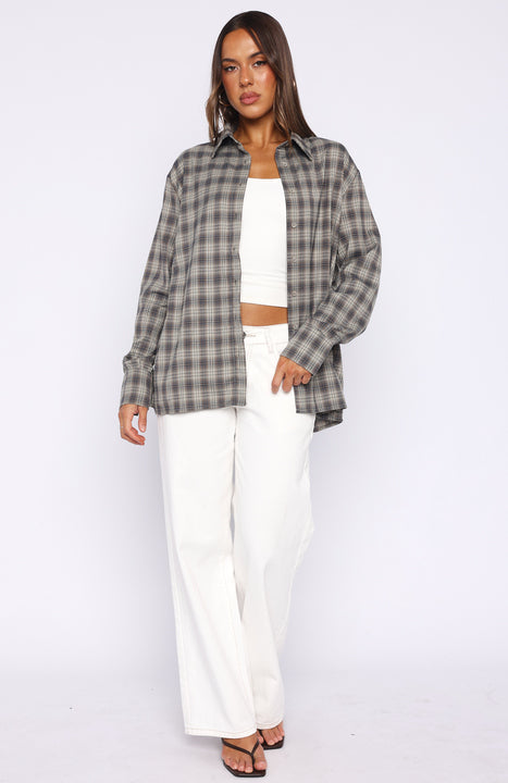 Trending At First Light Button Up Shirt BlueGrey Check