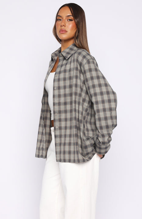 Trending At First Light Button Up Shirt BlueGrey Check