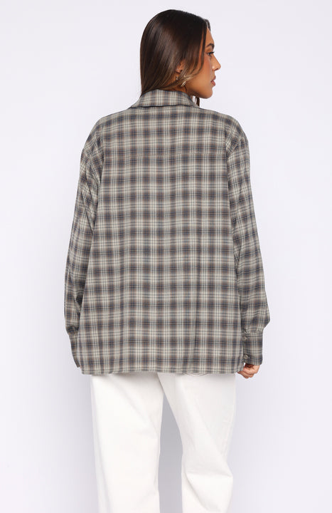 Trending At First Light Button Up Shirt BlueGrey Check
