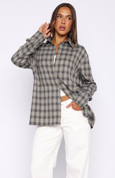 Trending At First Light Button Up Shirt BlueGrey Check