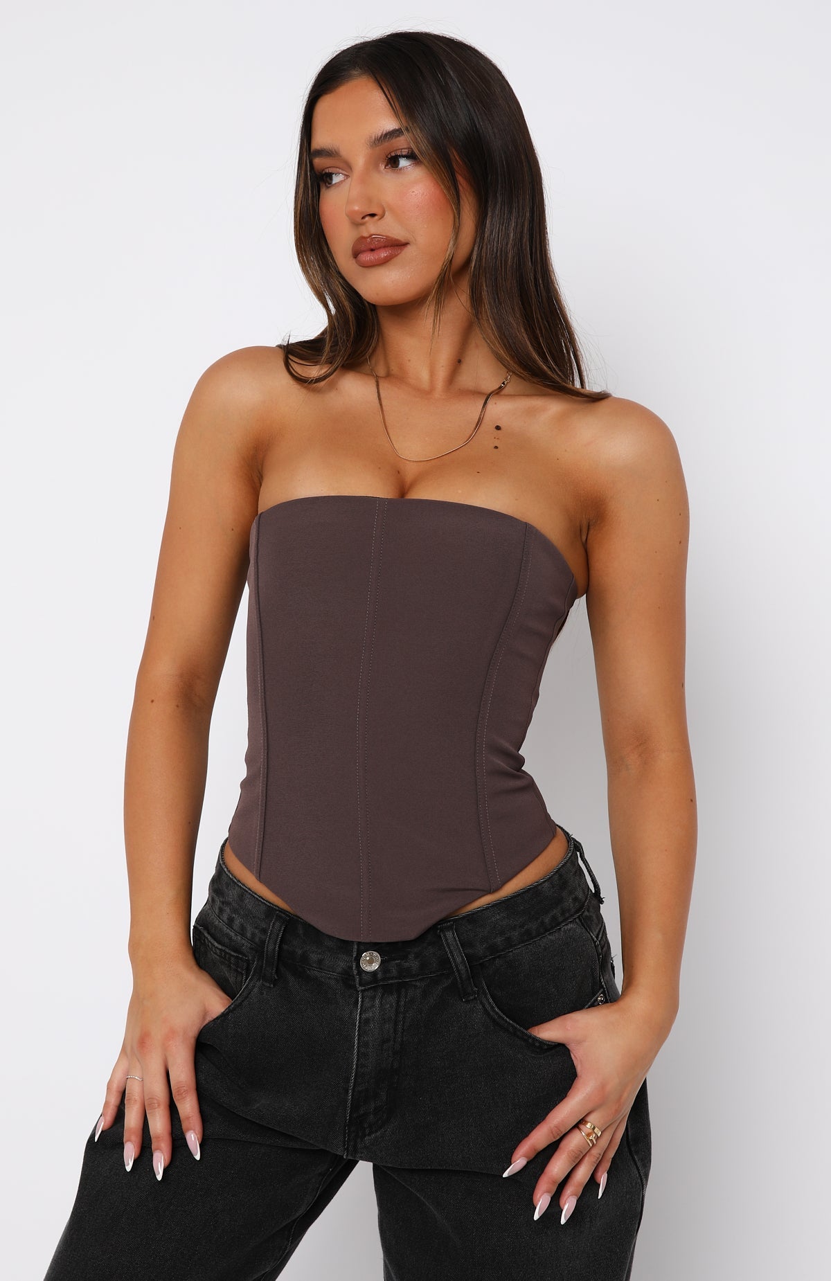 Trending Let It Go Strapless Bustier Chocolate