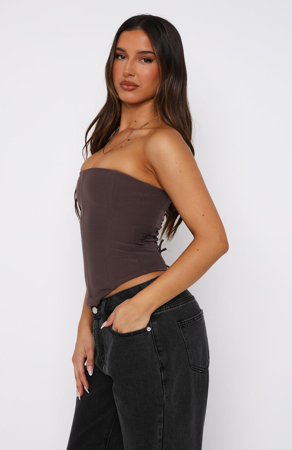 Trending Let It Go Strapless Bustier Chocolate