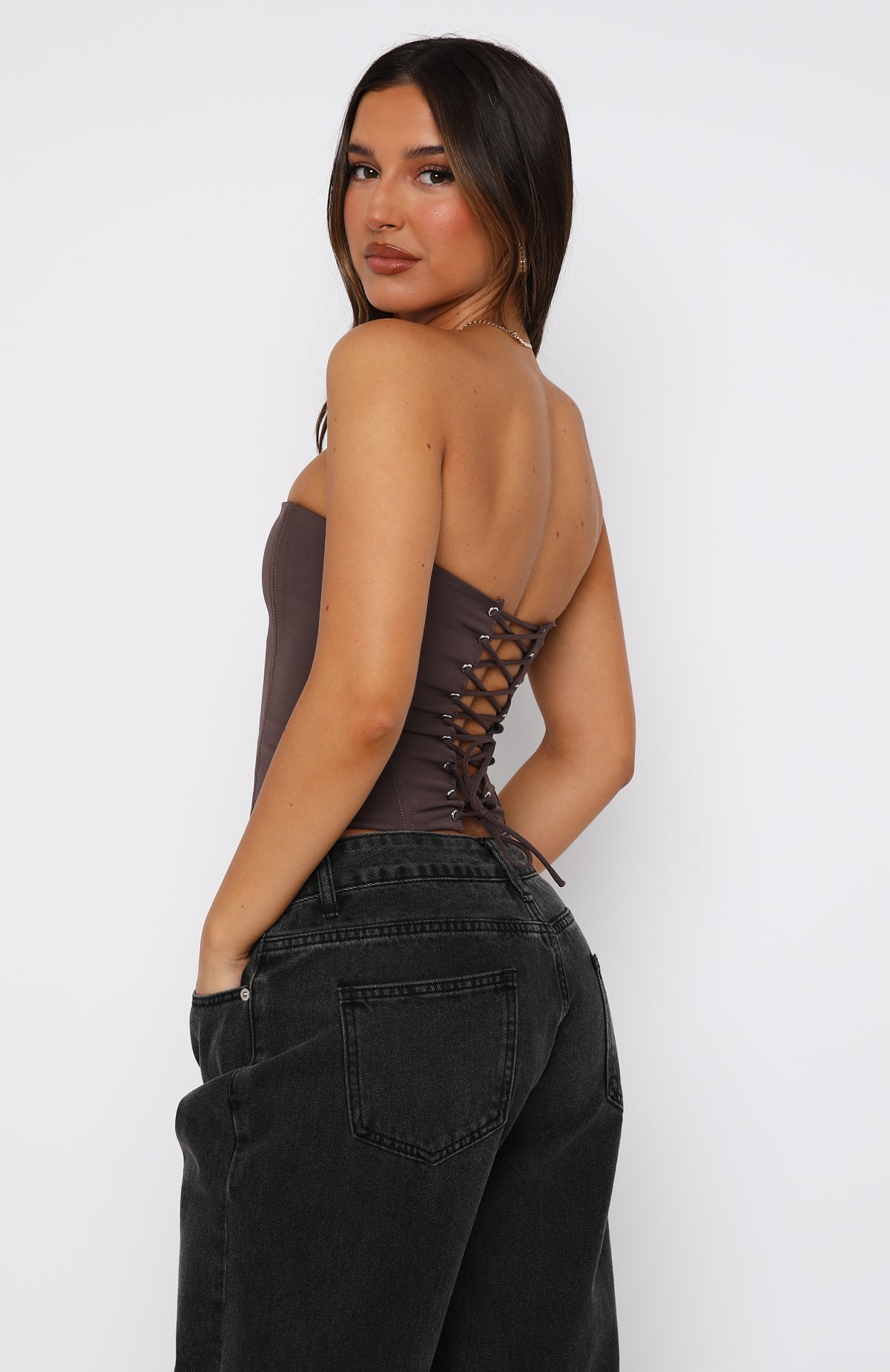Trending Let It Go Strapless Bustier Chocolate