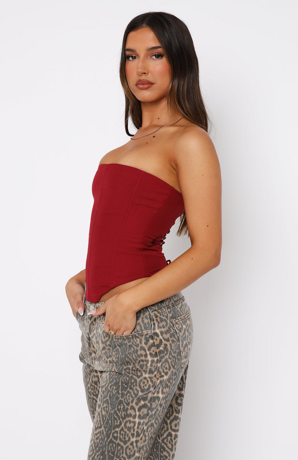 Trending Let It Go Strapless Bustier Wine