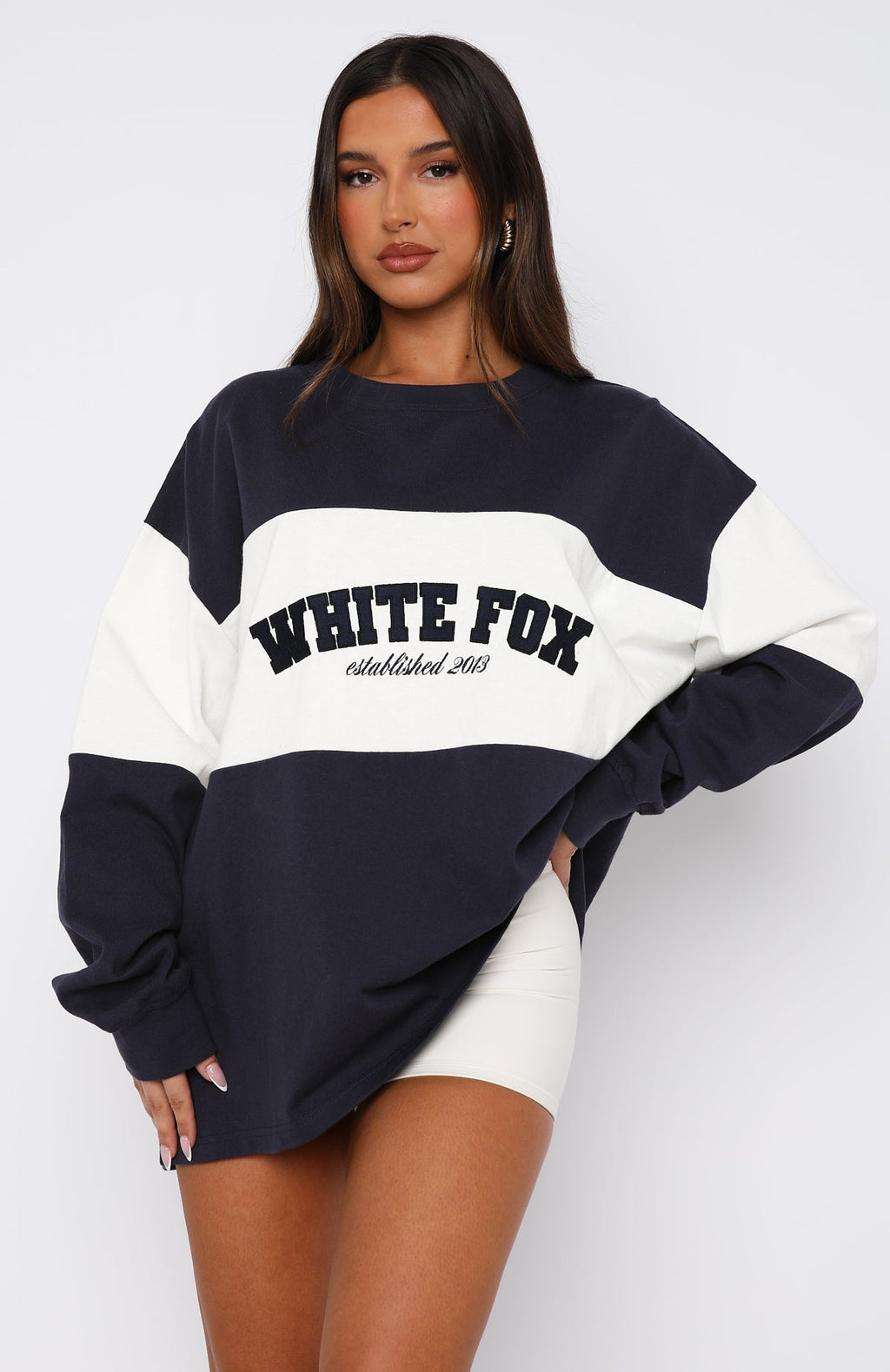Trending Need You More Long Sleeve Oversized Tee Navy