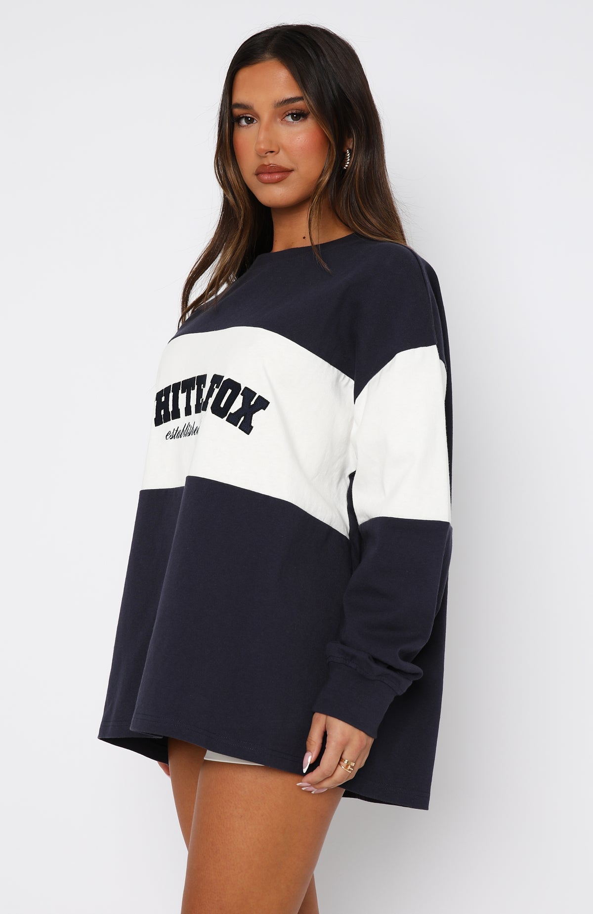 Trending Need You More Long Sleeve Oversized Tee Navy