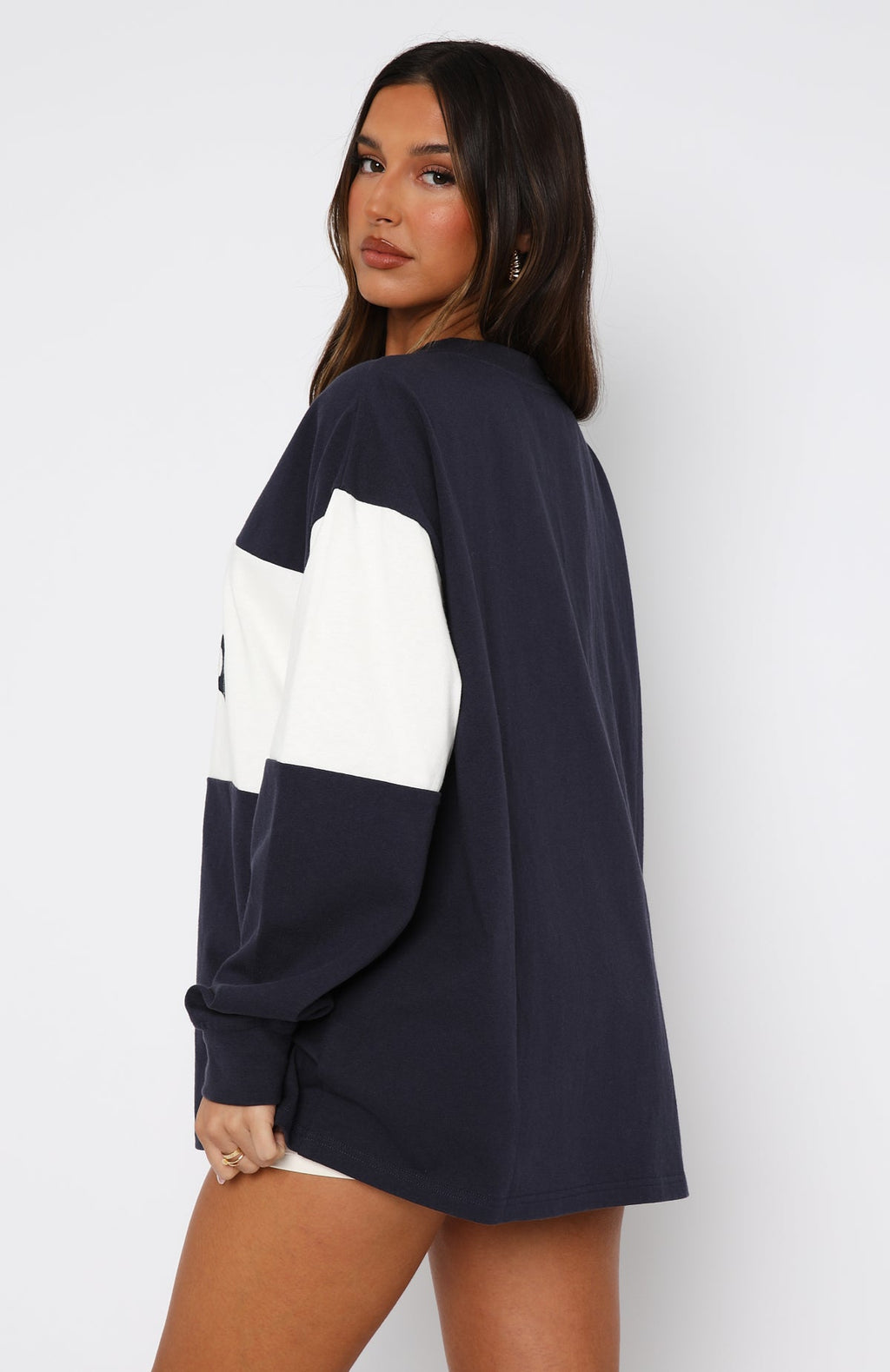 Trending Need You More Long Sleeve Oversized Tee Navy
