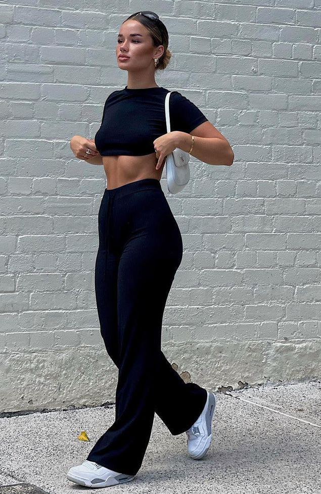 Trending Adore You Ribbed Pants Black
