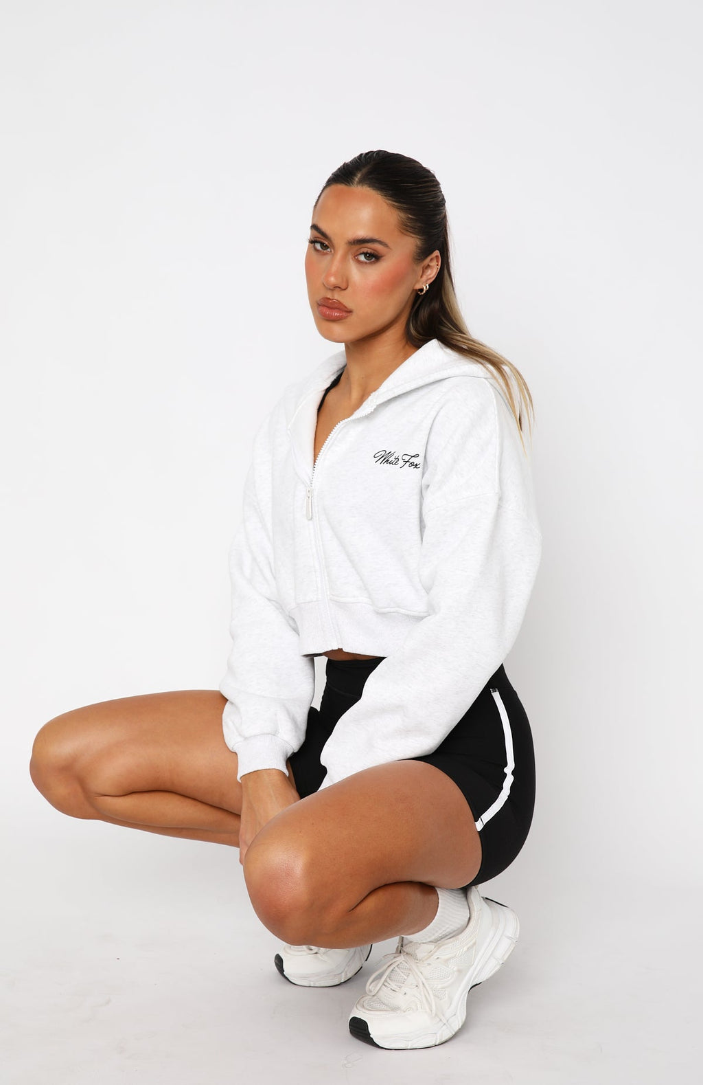 Trending Stepping Out Cropped Hoodie Grey Marle