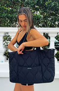 Trending Always Moving Quilted Tote Bag Black