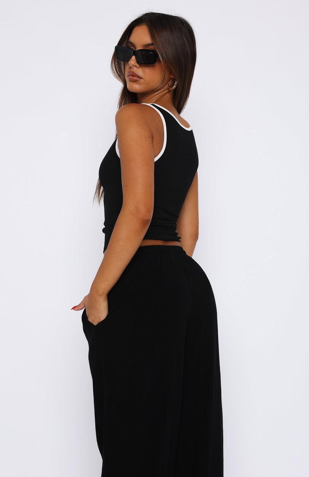 Trending Let Me Adore You Ribbed Tank Top BlackWhite