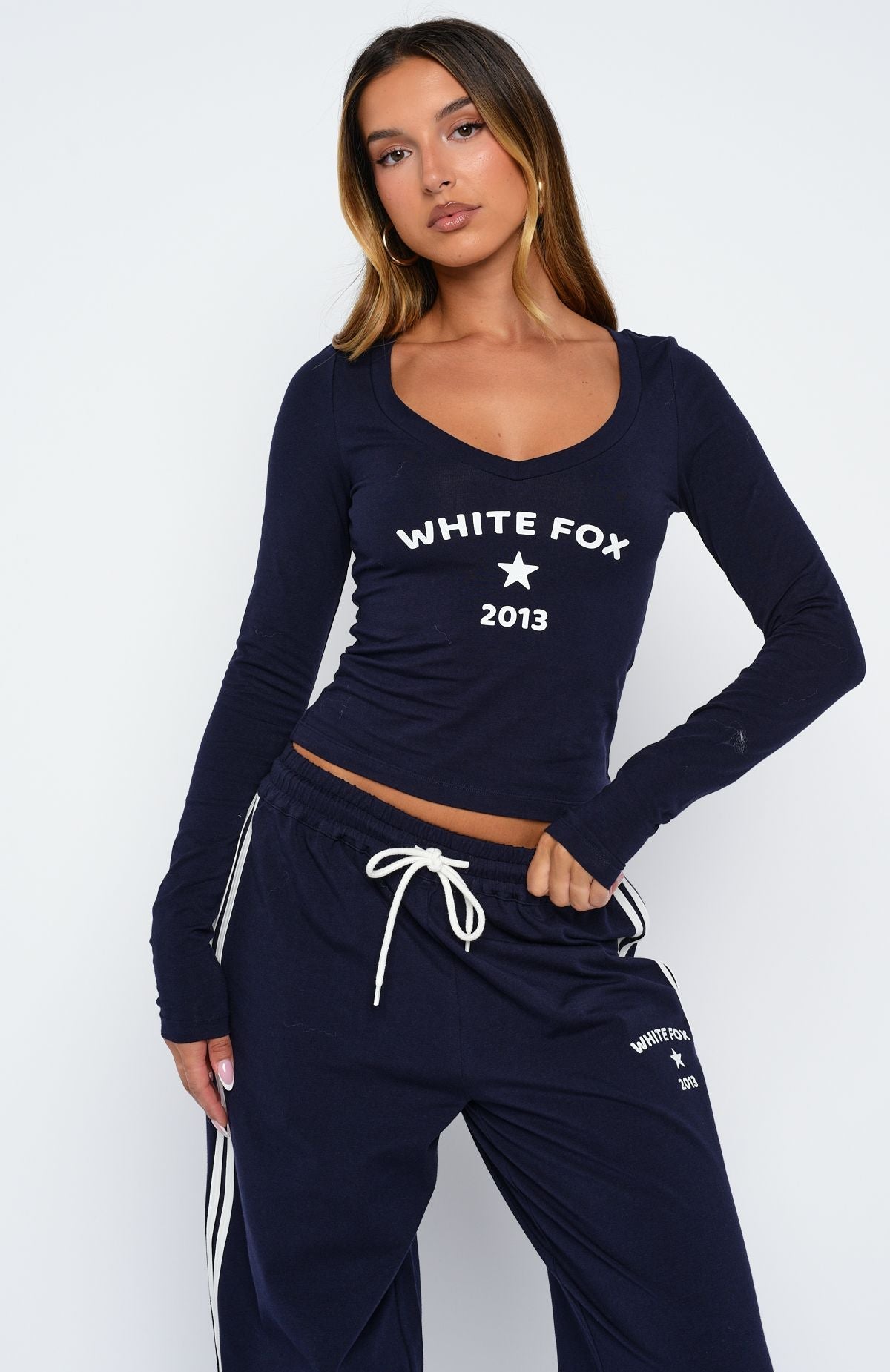 Trending Found You Out Long Sleeve Top Navy