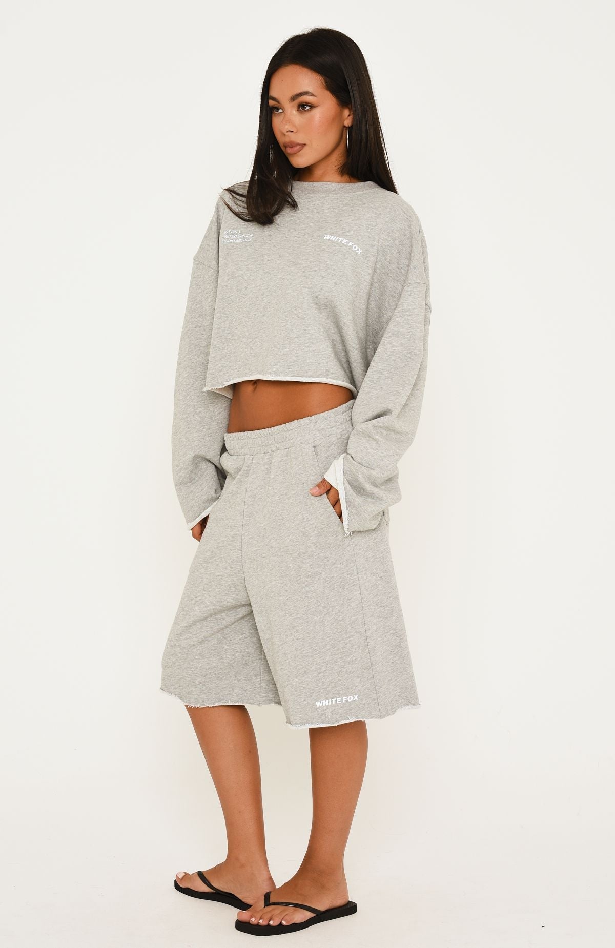 Trending It Must Be A Sign Longline Lounge Shorts Dark Grey Marle