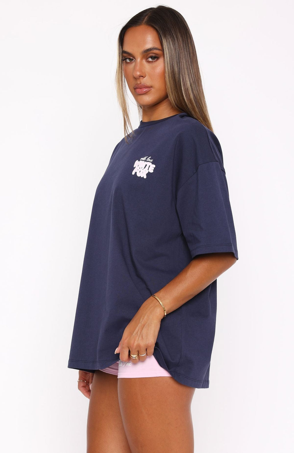 Trending With Love Always Oversized Tee Navy