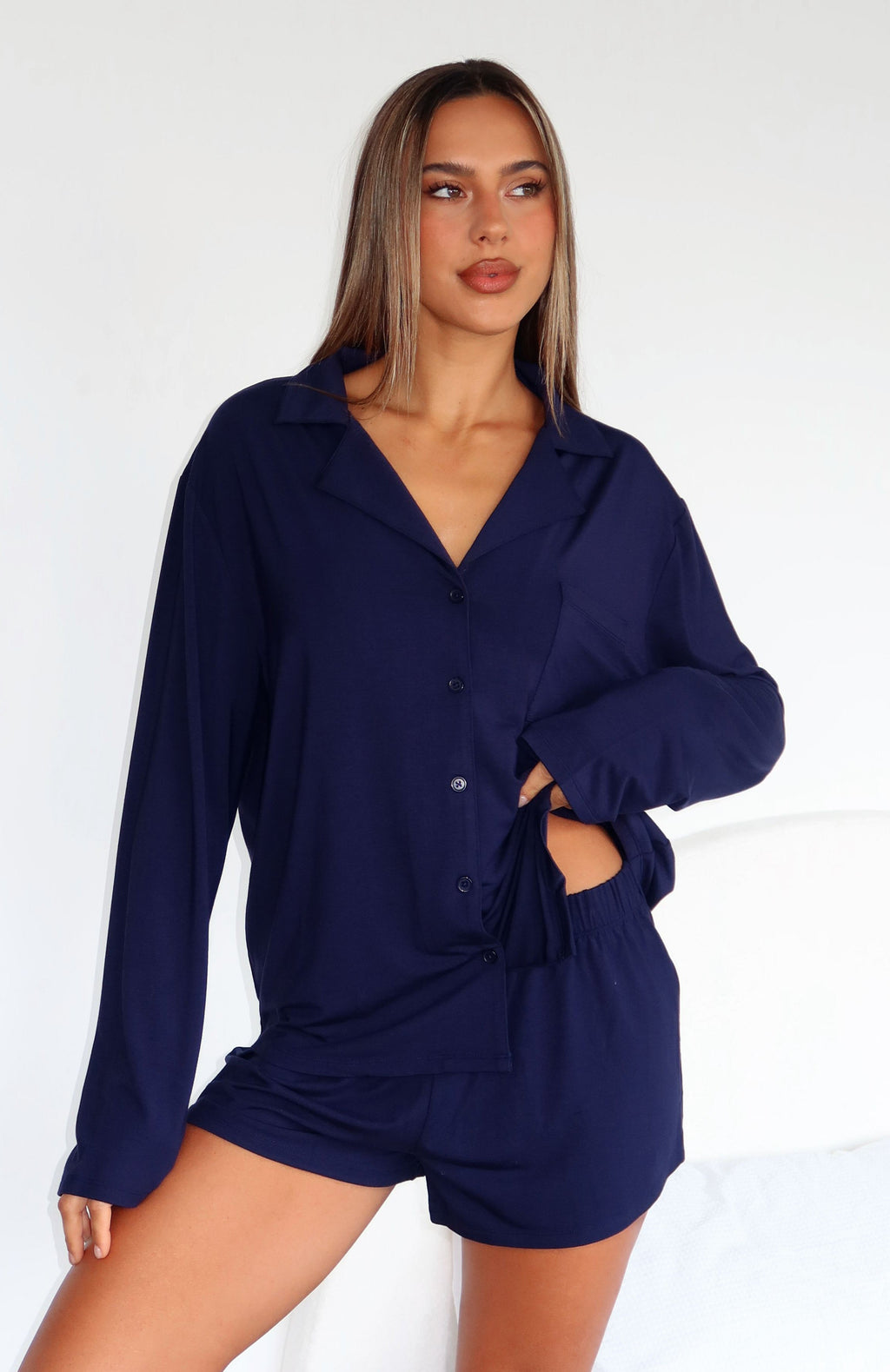 Trending Dreamscape Long Sleeve Pyjama Set Navy