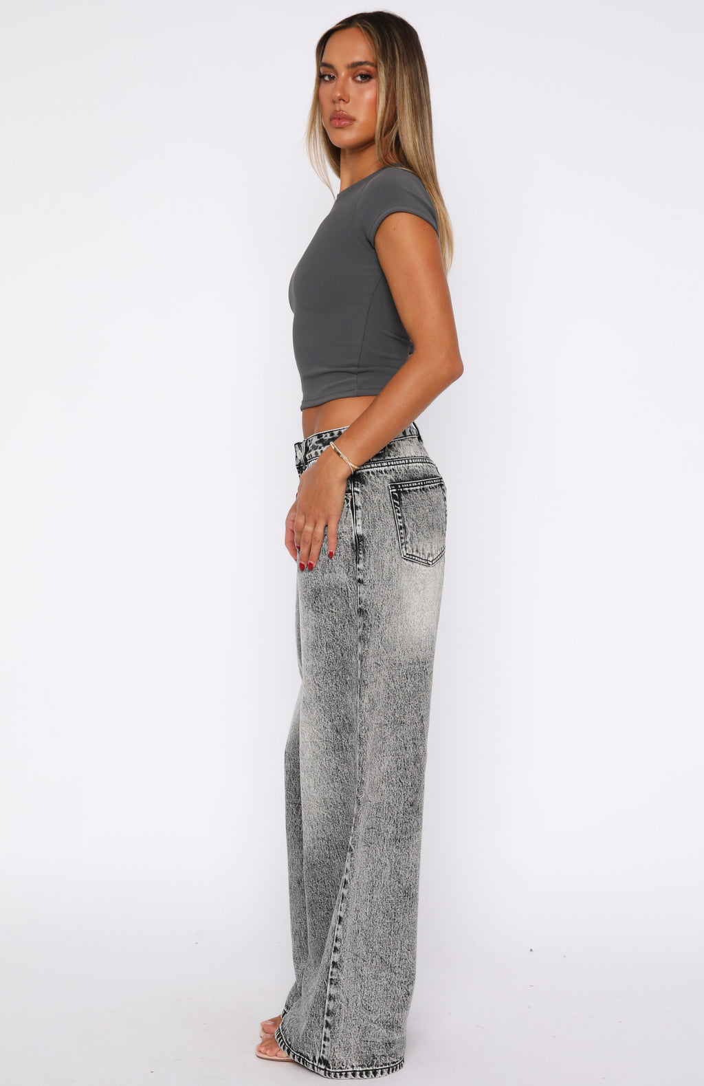 Trending Maeve Low Rise Wide Leg Jeans Grey Acid Wash