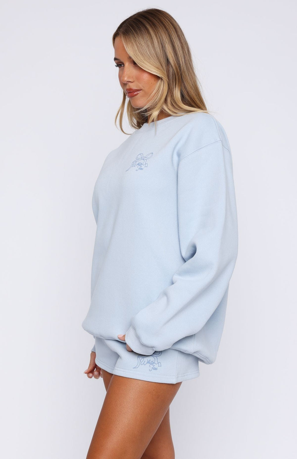 Trending Love You Forever Oversized Sweater Baby Blue