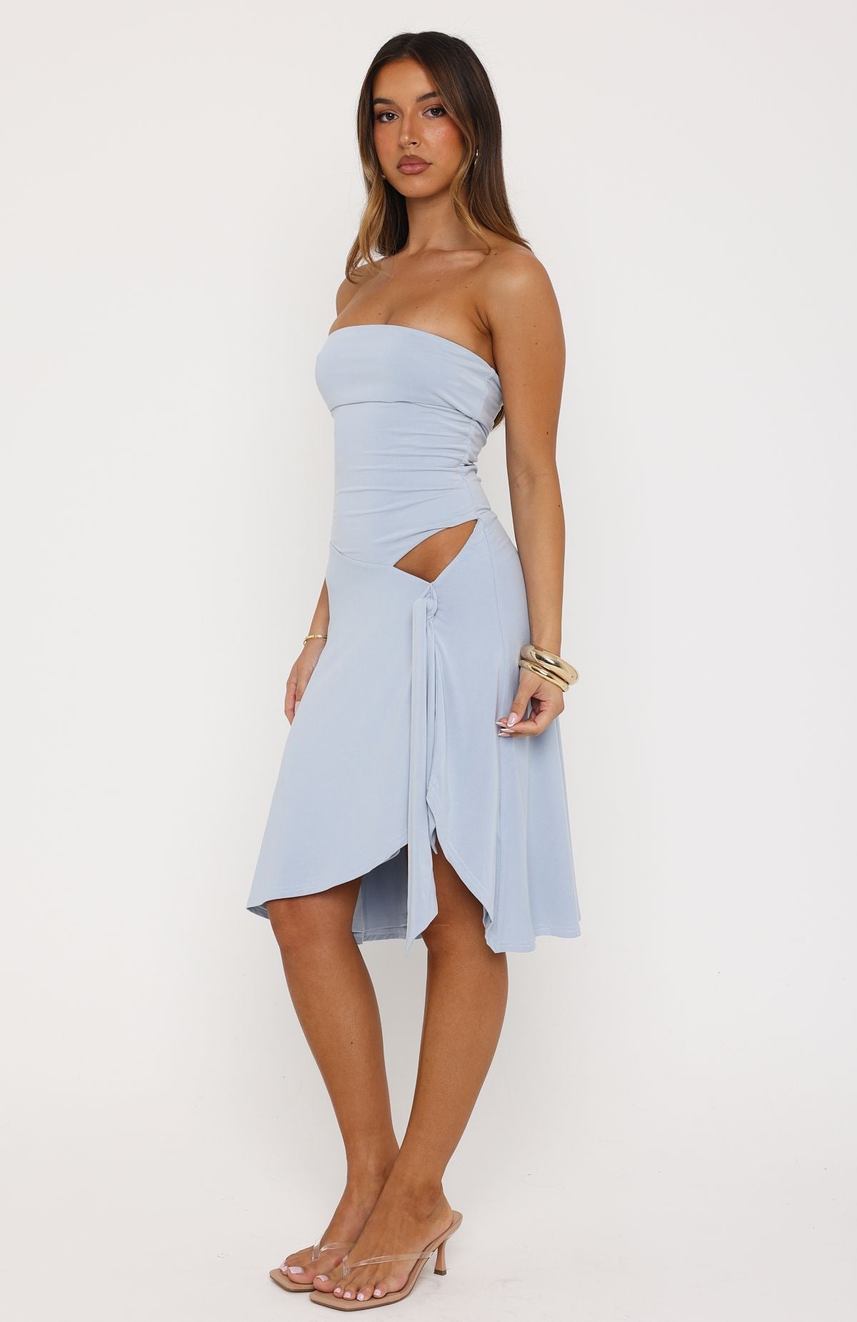 Trending All Eyes Here Strapless Midi Dress Baby Blue