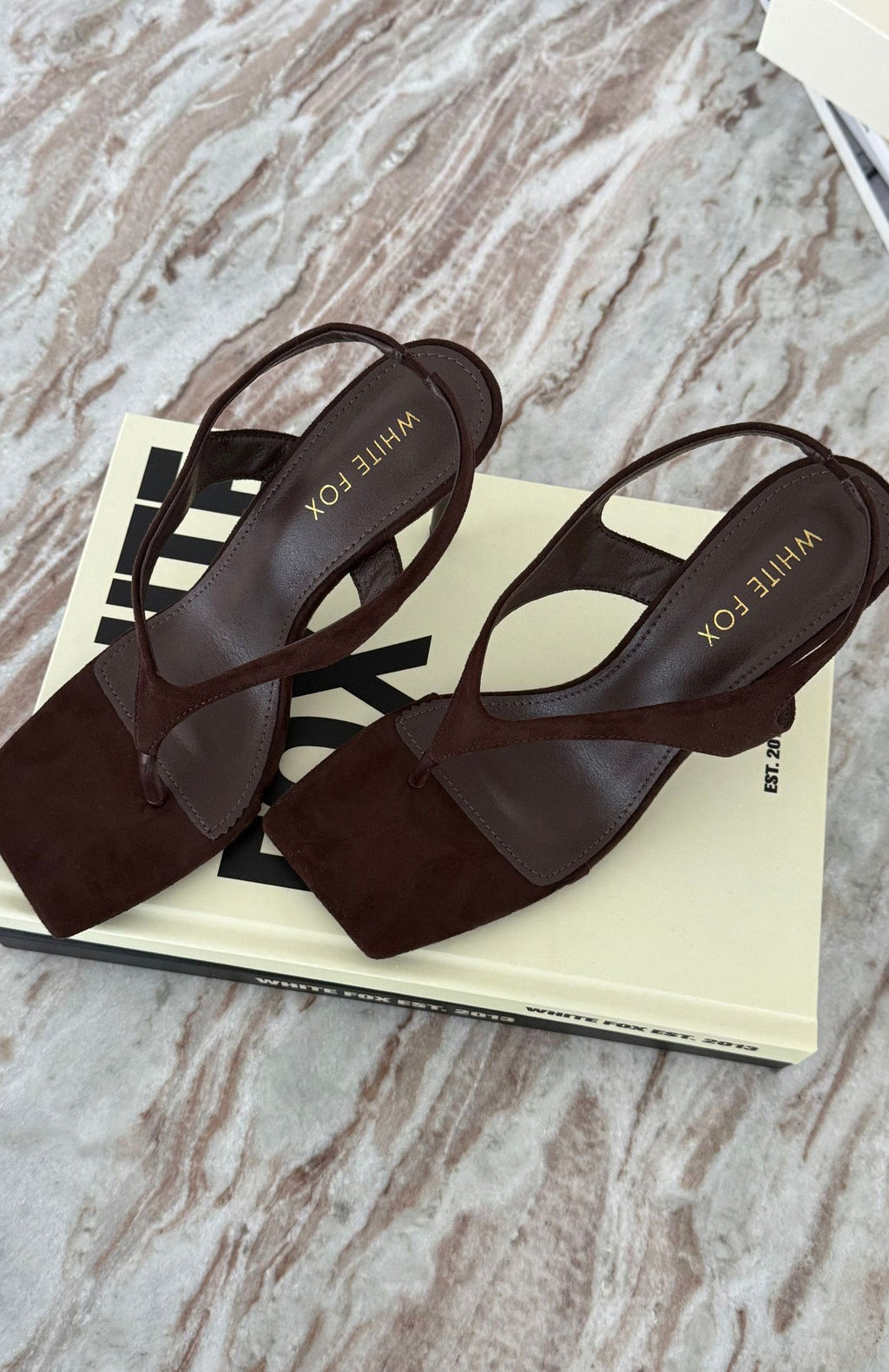 Trending Barbod Slingback Heels Chocolate Faux Suede