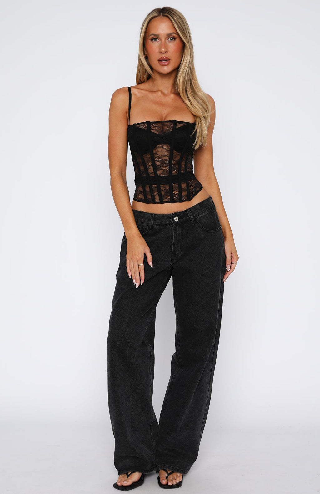 Trending Im Irreplaceable Lace Bustier Black
