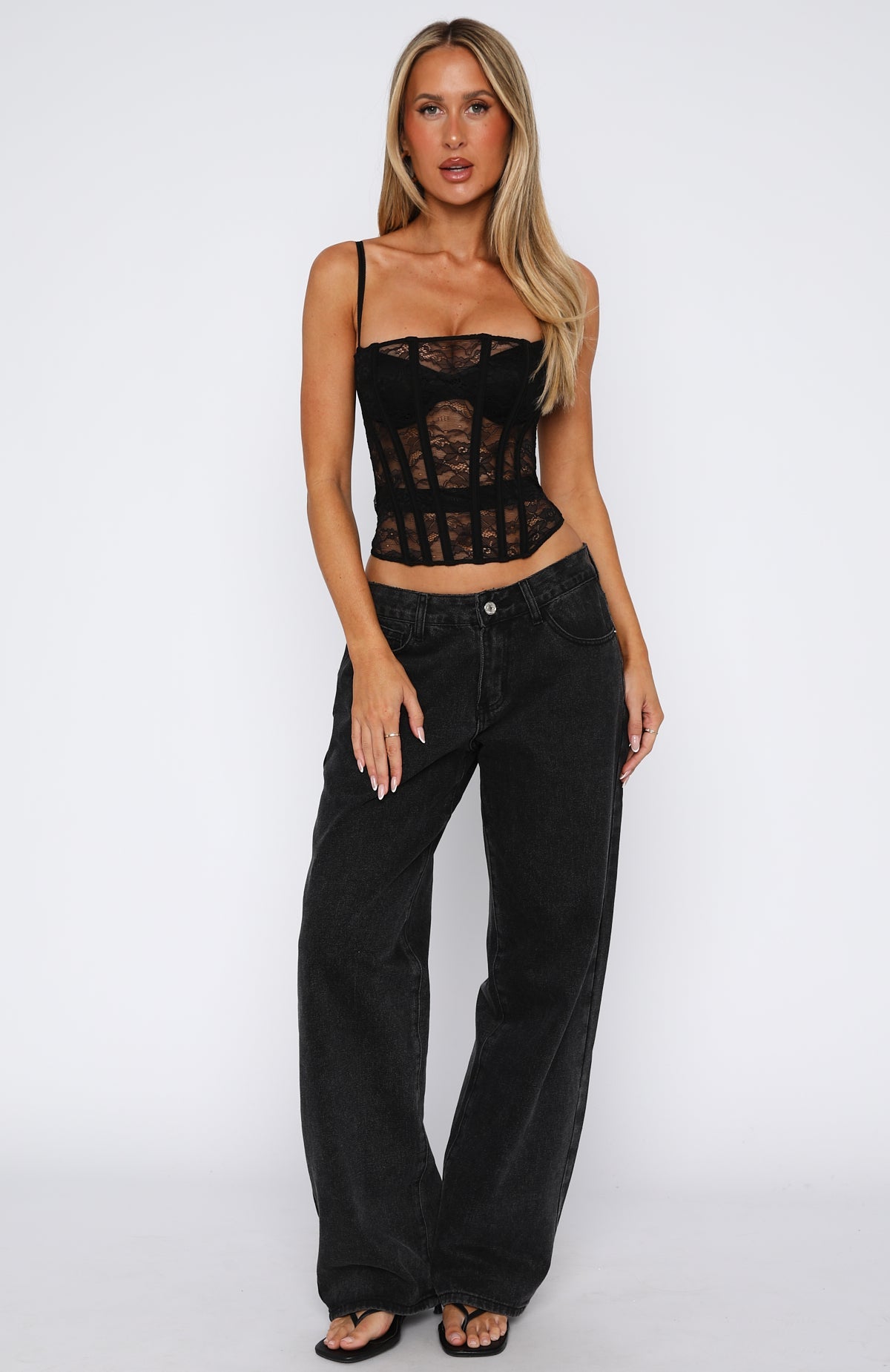 Trending Im Irreplaceable Lace Bustier Black