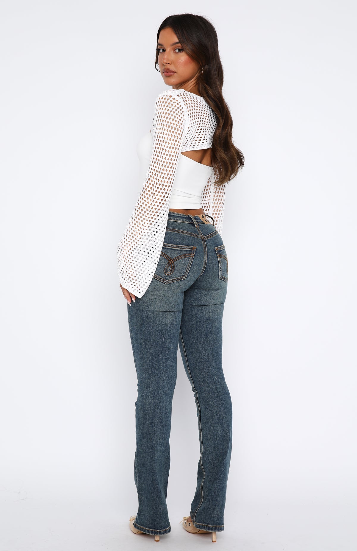 Trending Wait For No One Low Rise Bootleg Jeans Mid Vintage Blue Wash