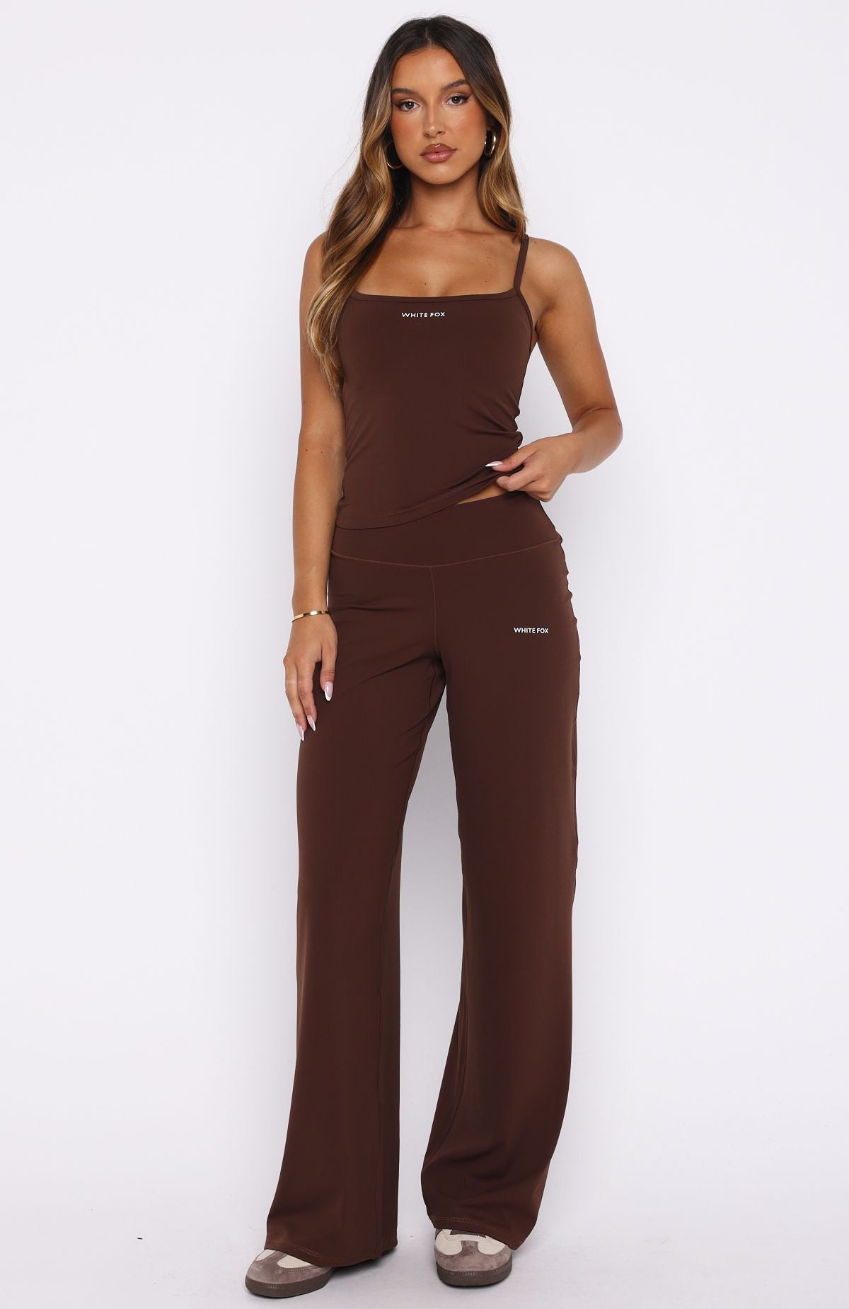 Trending Core Strengths Wide Leg Pants Chocolate