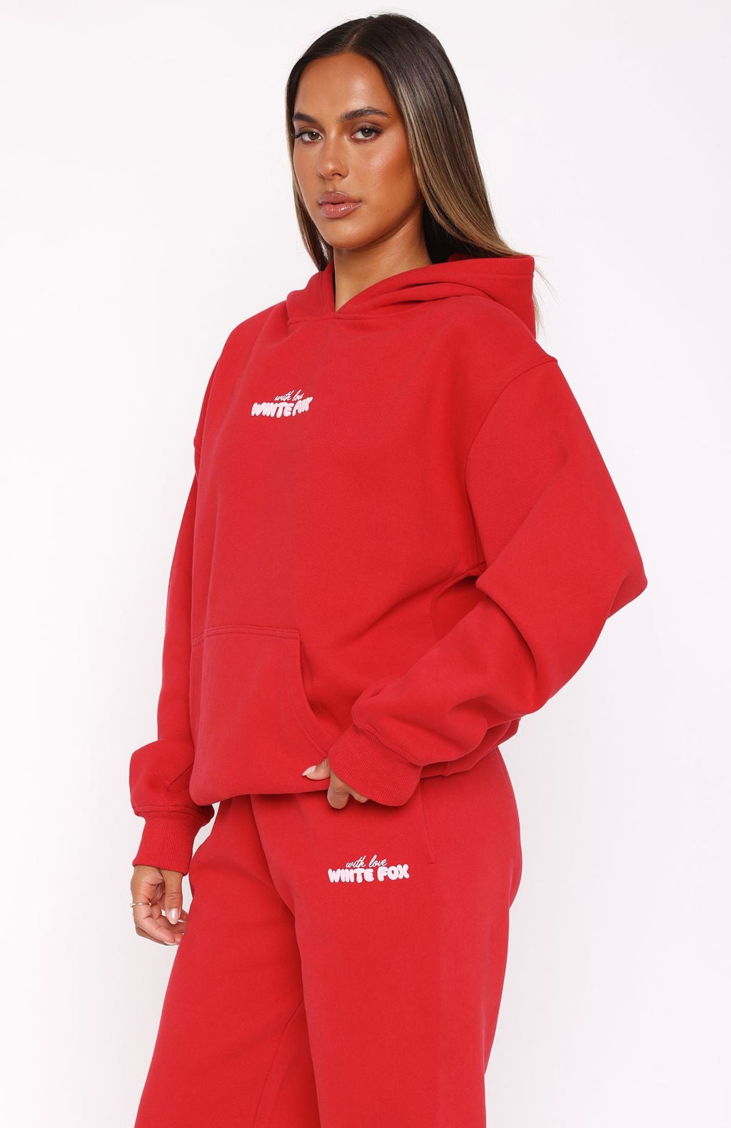 Trending With Love In The Moment Oversized Hoodie Red