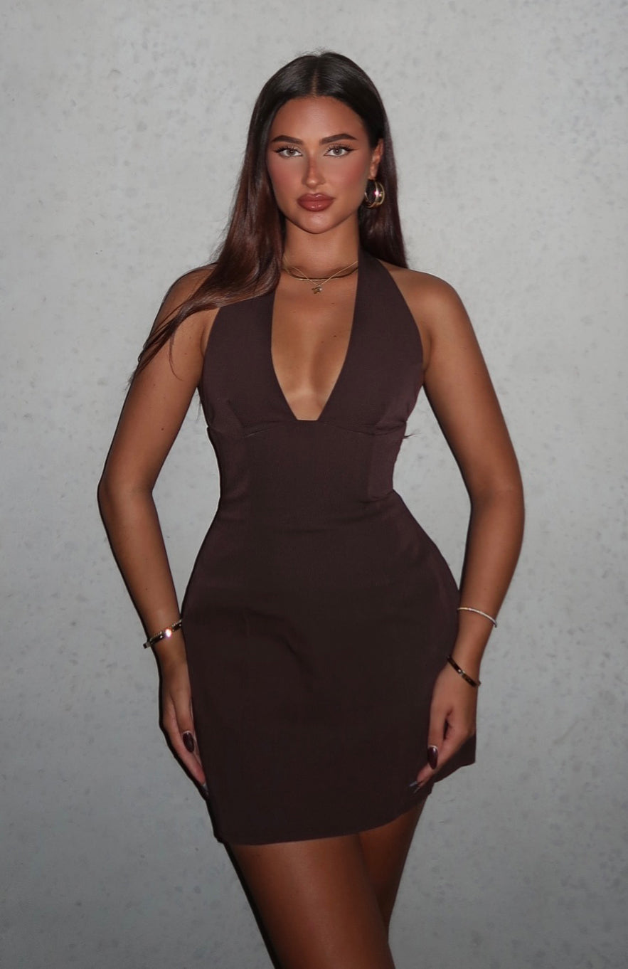 Trending Feelings For You Mini Dress Chocolate