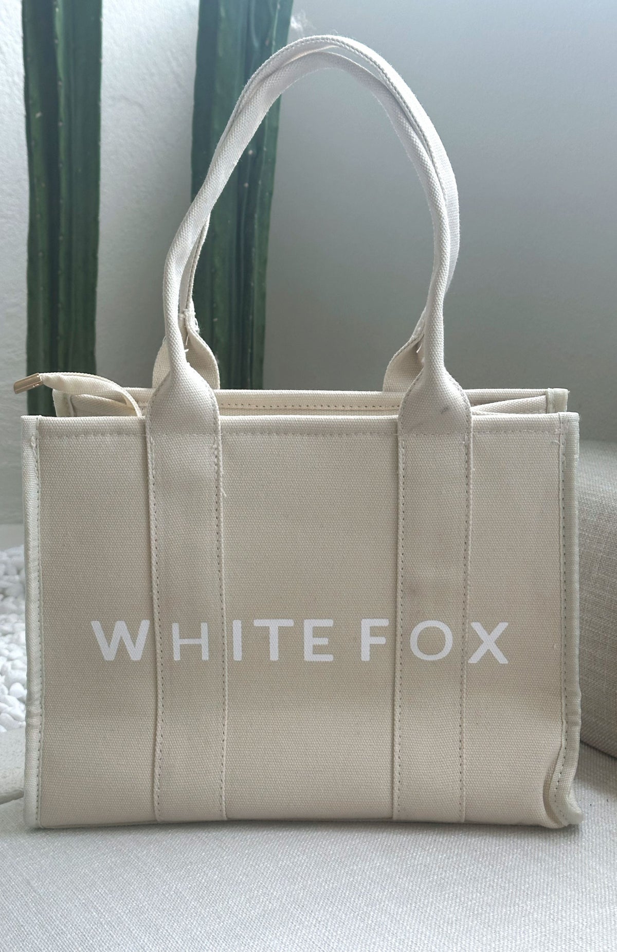 Trending White Fox Mini Tote Bag Beige