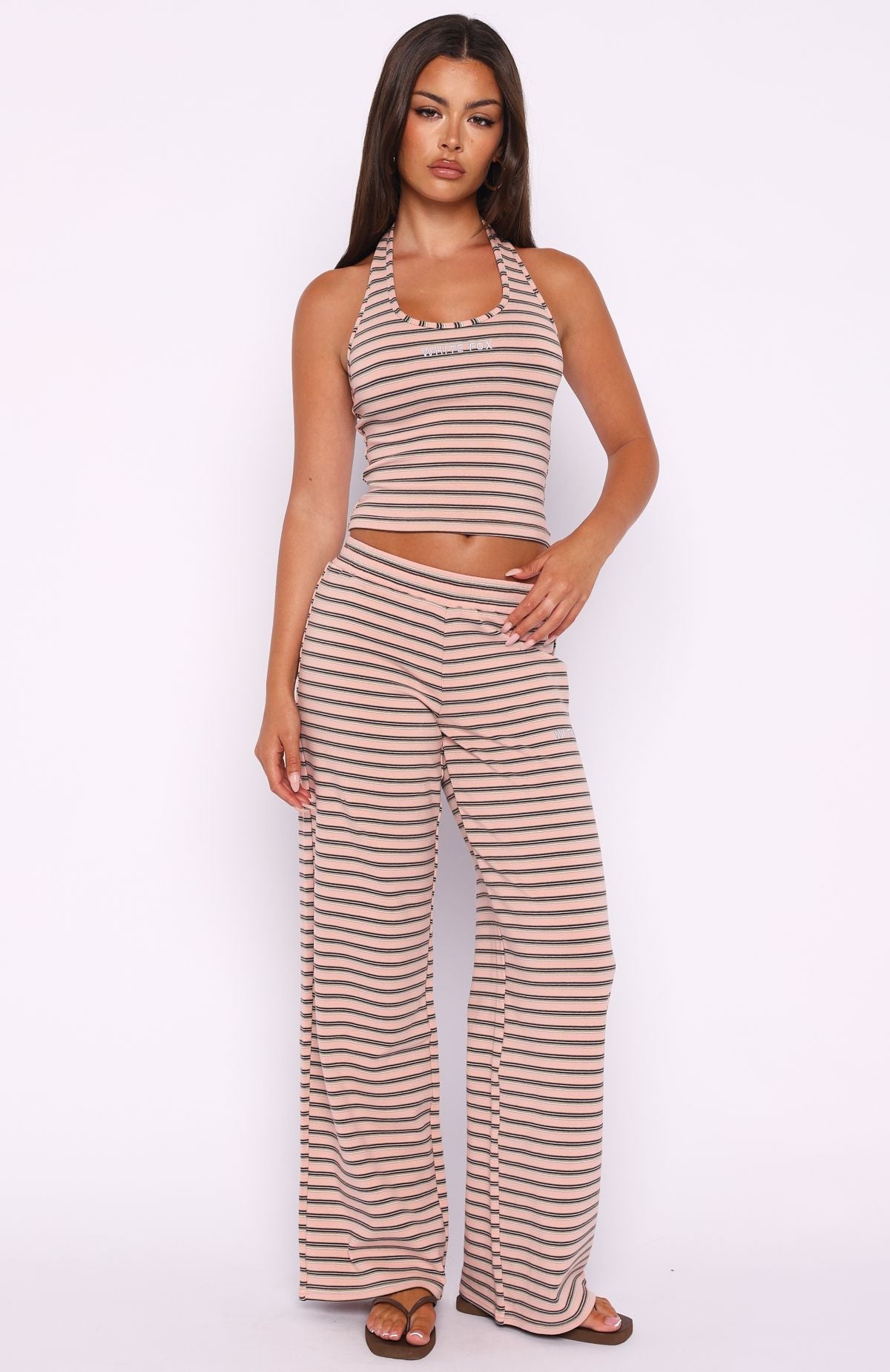 Trending Looking Back Wide Leg Pants Pink Stripe