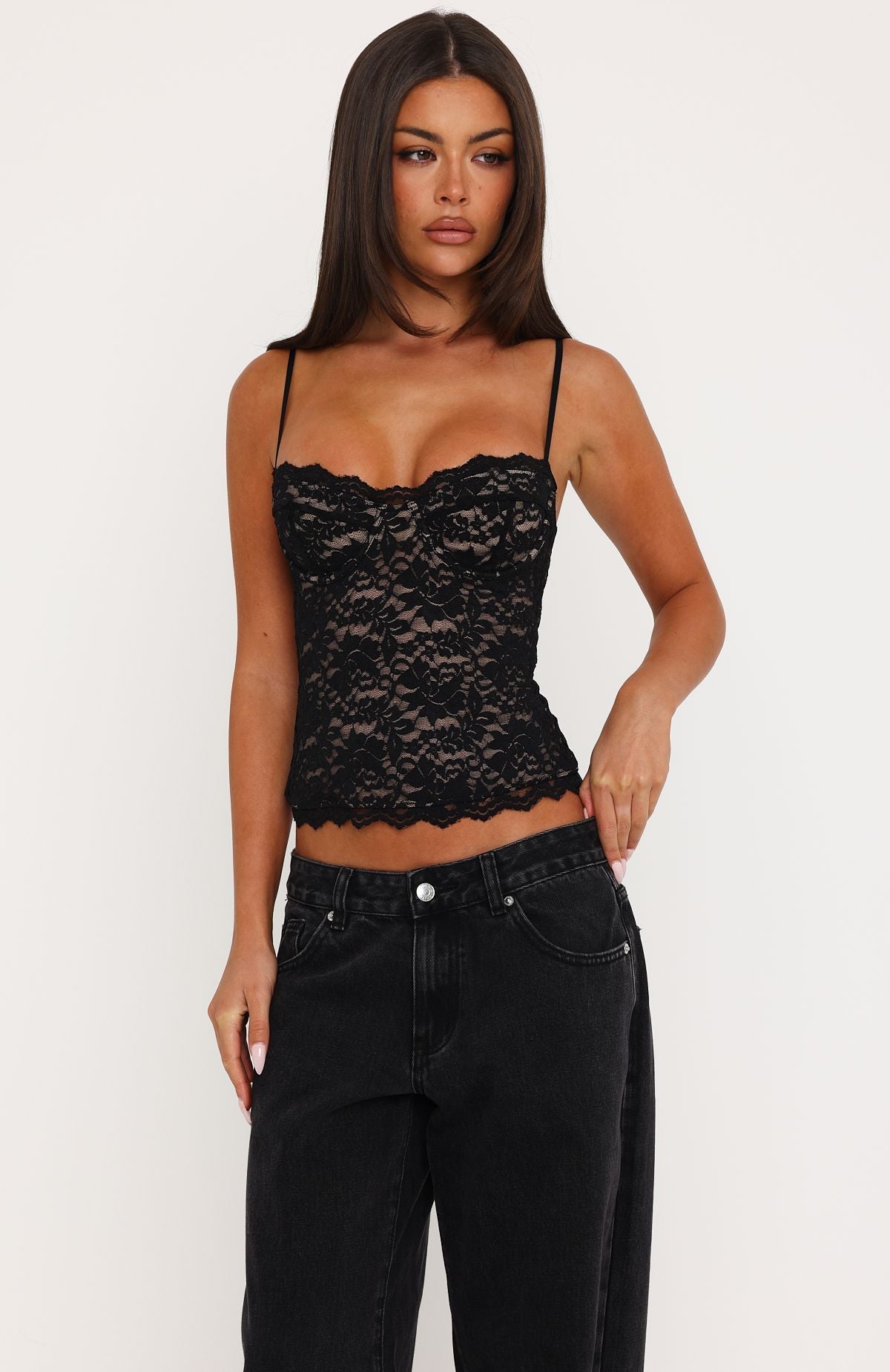 Trending All Mine Lace Bustier Black