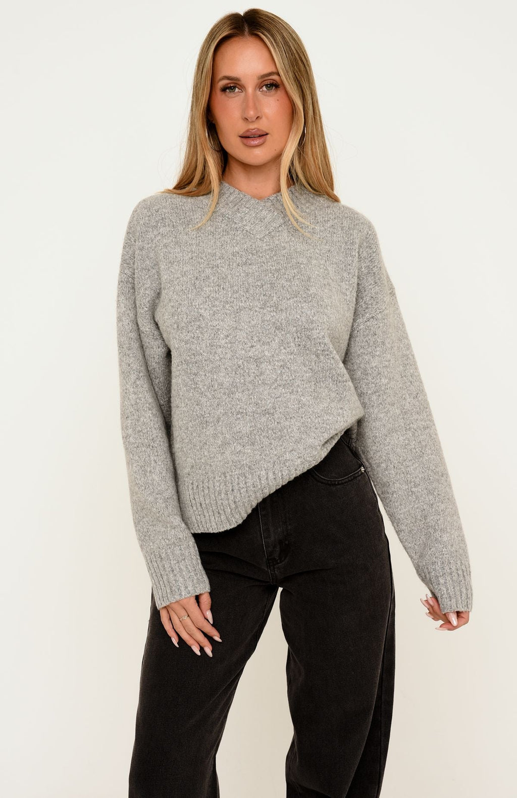 Trending Adelaide Knit Sweater Grey Marle