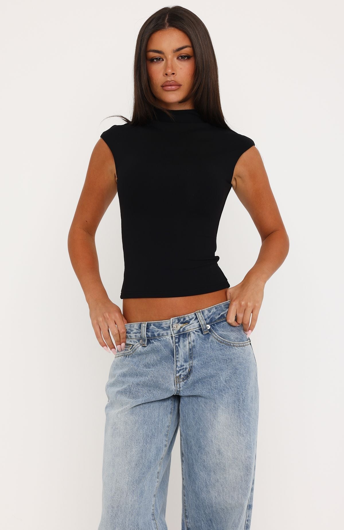 Trending No Apologies Needed High Neck Top Black