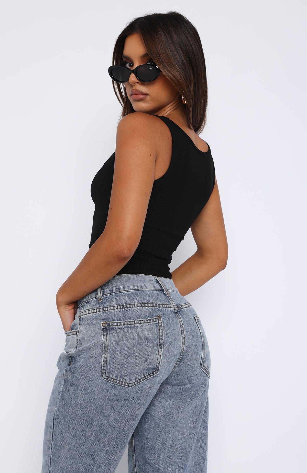 Trending Let Me Adore You Ribbed Tank Top Black