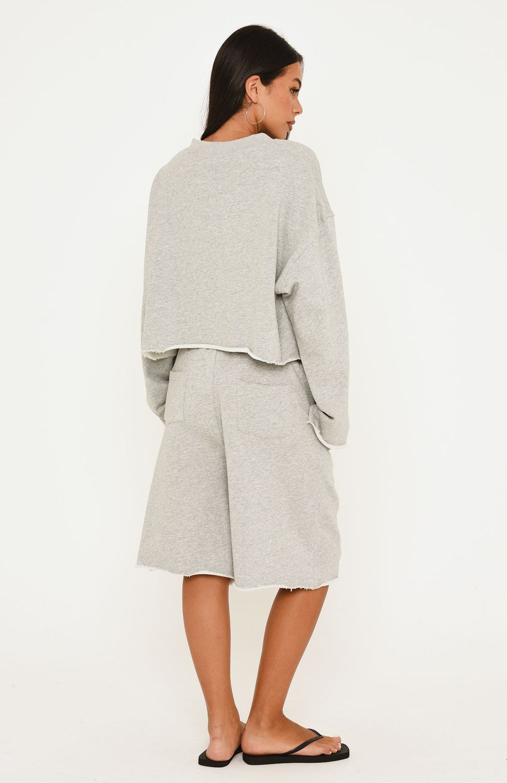 Trending It Must Be A Sign Longline Lounge Shorts Dark Grey Marle