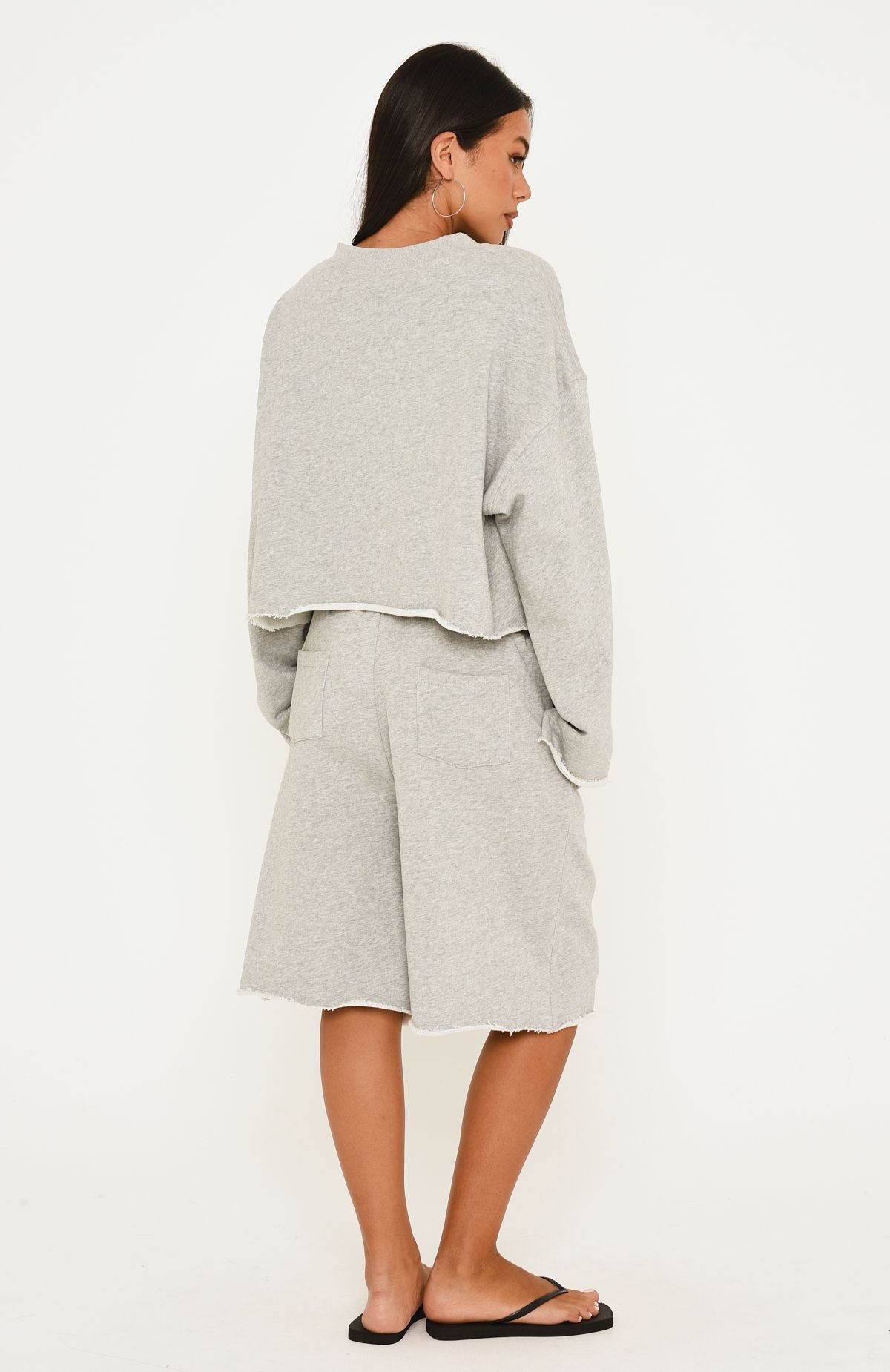 Trending It Must Be A Sign Longline Lounge Shorts Dark Grey Marle