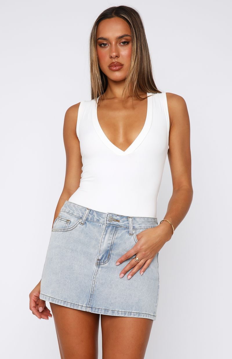 Trending Press Reset Denim Mini Skirt Powder Blue Wash