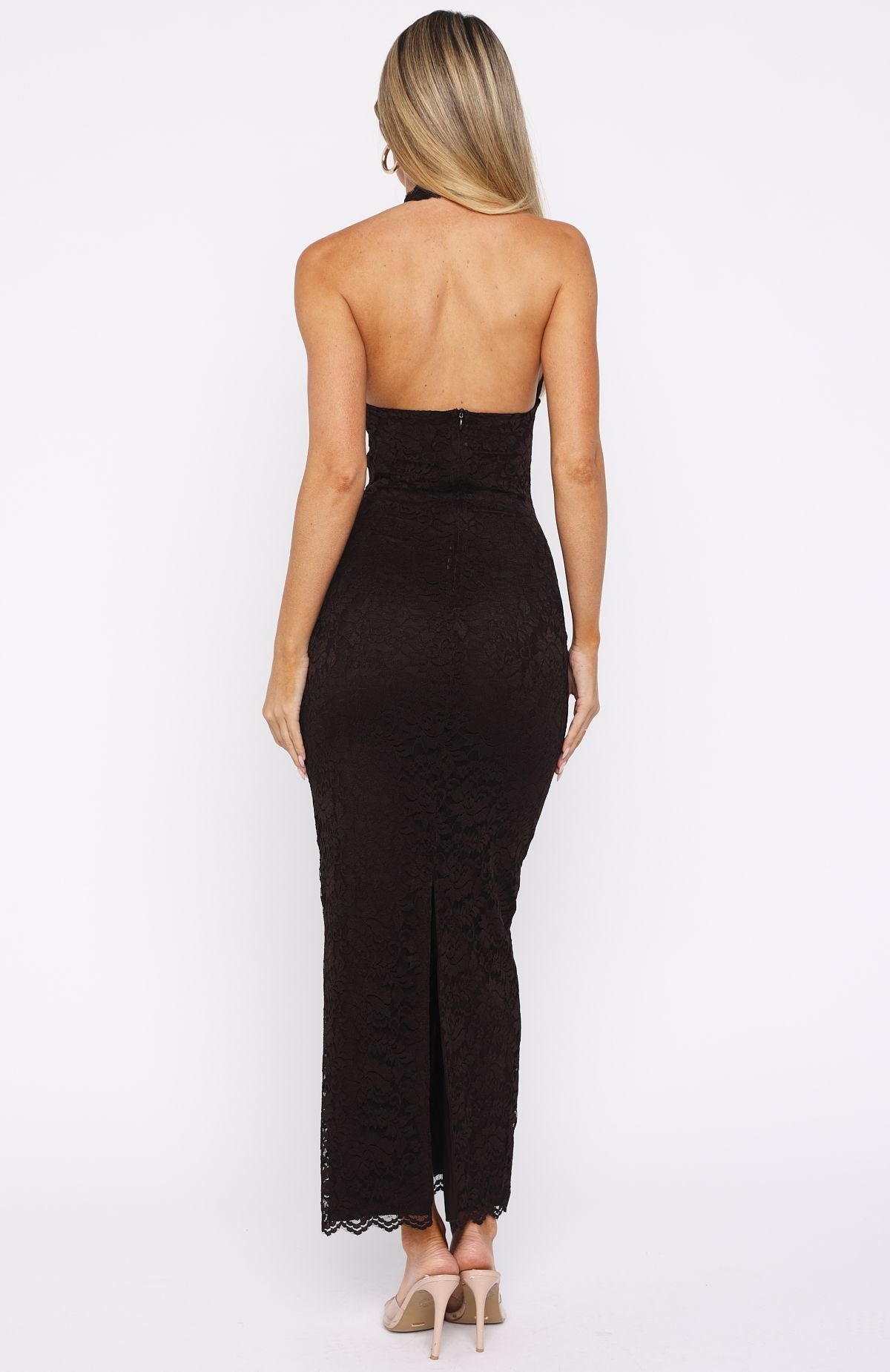 Trending Destiny Lace Maxi Dress Chocolate