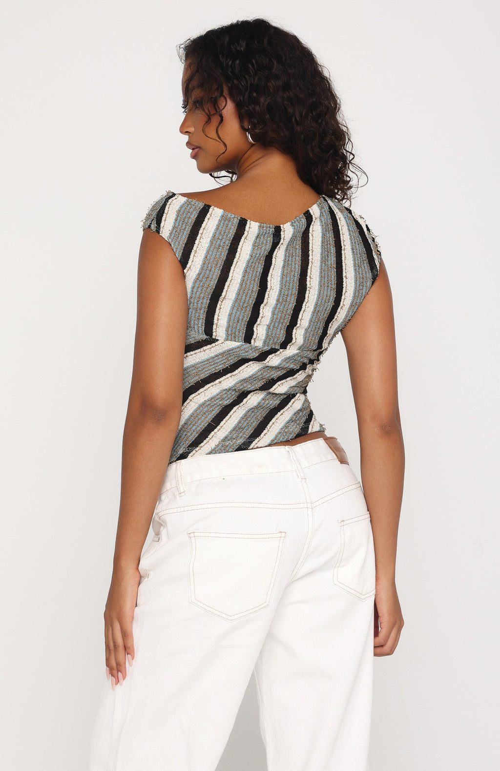 Trending Waiting for Tomorrow Top BrownBlue Stripe