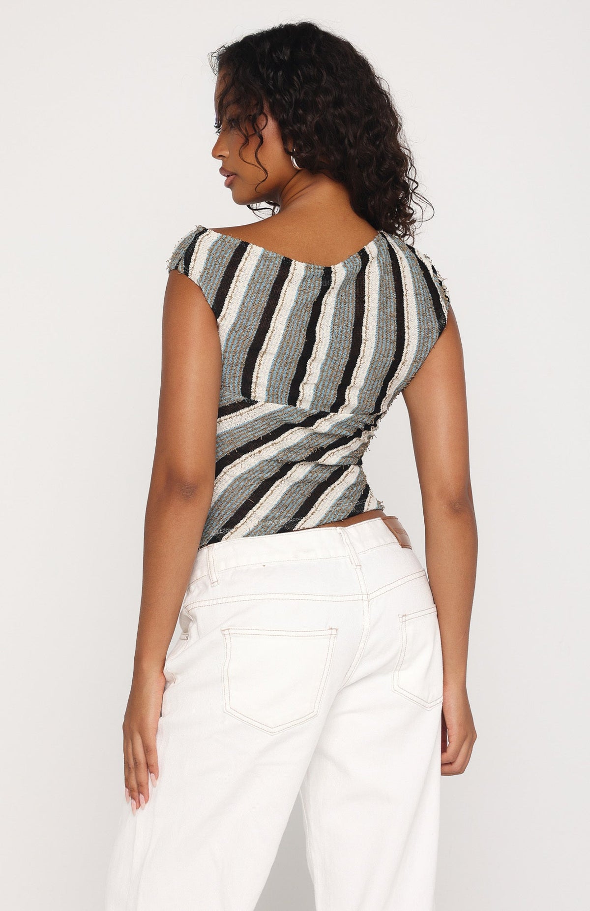 Trending Waiting for Tomorrow Top BrownBlue Stripe