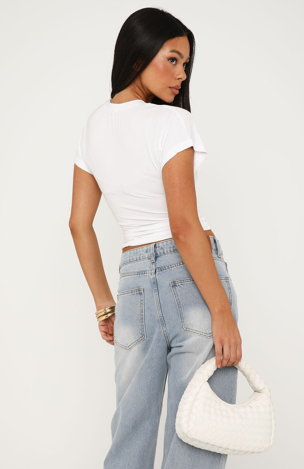 Trending Never The Right Time Cinched Waist Short Sleeve Top White