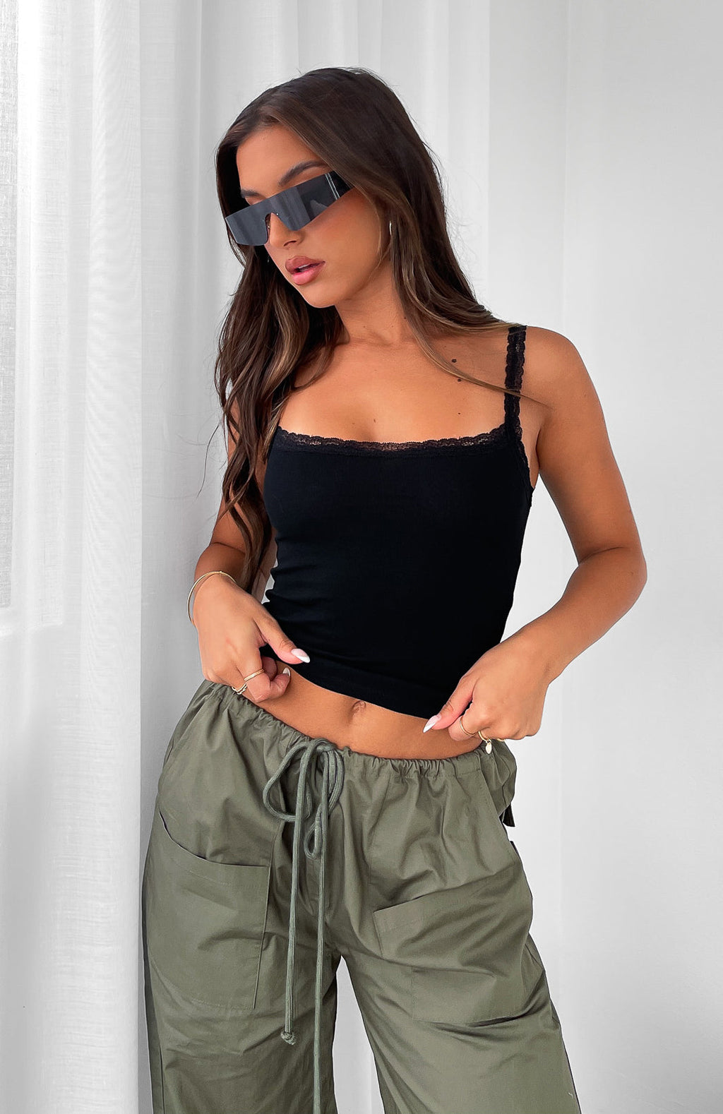 Trending After Midnight Lace Trim Cami Black