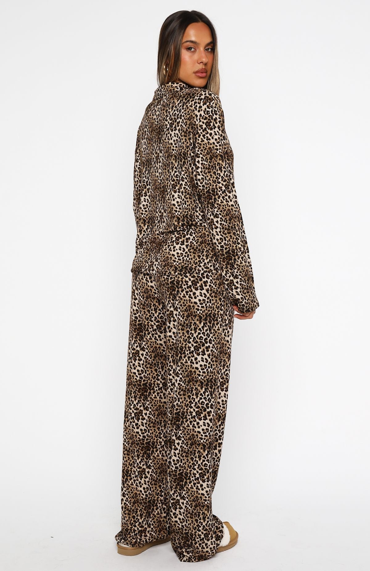 Trending Pillow Talk Printed Long Sleeve Pyjama Set Leopard