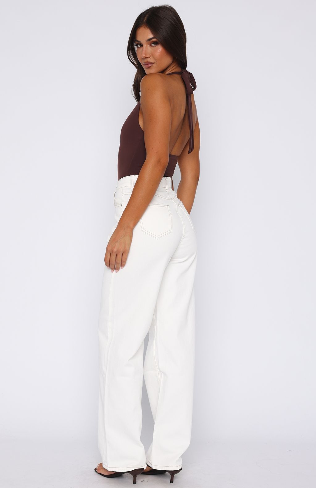 Trending Bring The Style High Rise Wide Leg Jeans Off White