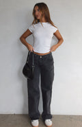 Trending Bring The Style Low Rise Wide Leg Jeans Black Acid Wash
