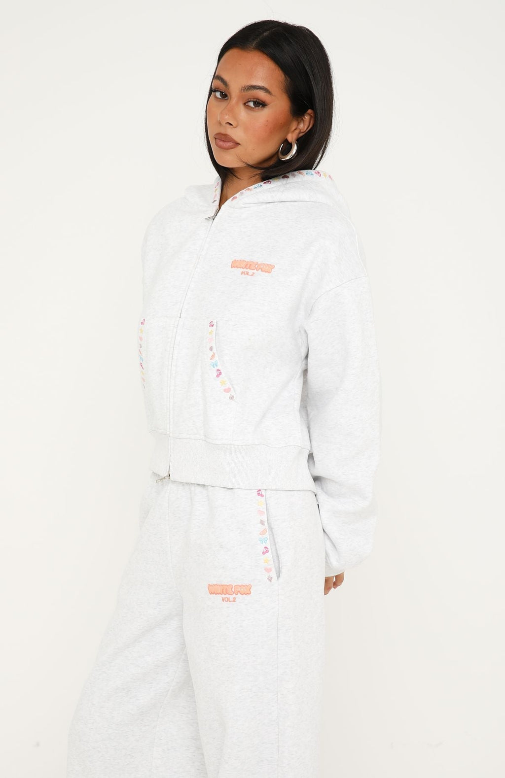 Trending Vol. 2 Boxy Zip Front Hoodie Grey Marle