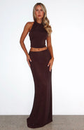 Trending Prism Embellished Maxi Skirt Chocolate